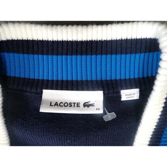 Lacoste V Sweater M Oversized Navy Color Block Tennis Jumper Big Alligator - Picture 14 of 16